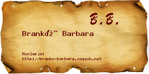 Brankó Barbara névjegykártya
